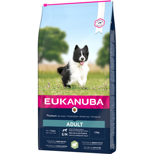 Eukanuba Adult Small Medium lam & rijst hondenvoer 2 x 12 kg