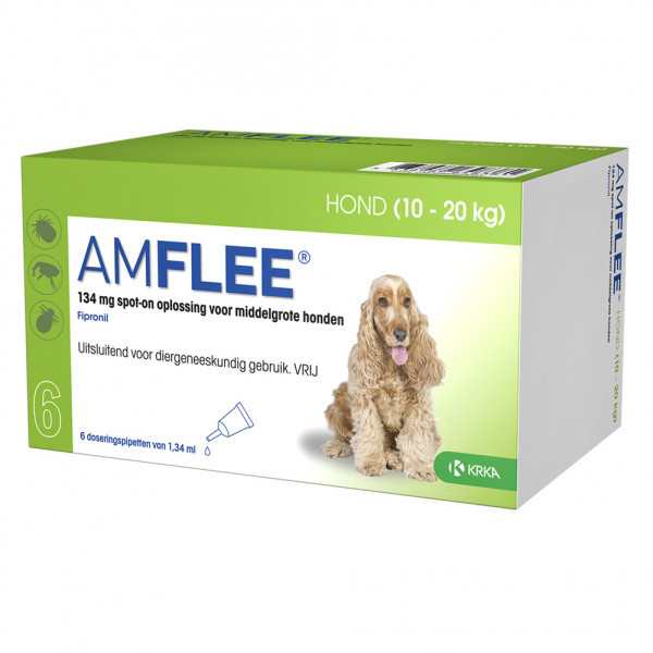 Amflee Spot-On 134 mg hond M 10 - 20 kg 2 x 3 pipetten