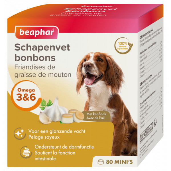 Beaphar Schapenvet Mini bonbons met knoflook voor de hond 5 verpakkingen