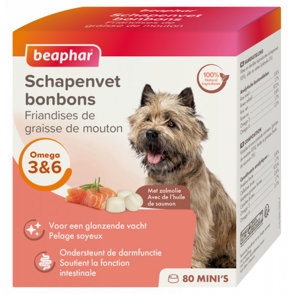 Beaphar Schapenvet Mini bonbons met zalm voor de hond 5 verpakkingen