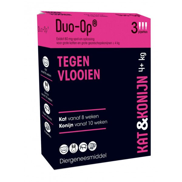 Duo-Op voor kat en konijn 80mg (4+ kg) 2 x 3 pipetten