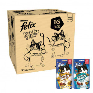 Felix Party Mix Original / Seaside kattensnoep 16 x 60 g