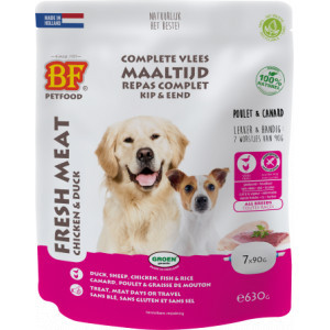 BF Petfood Vleesvoeding kip met eend hondenvoer (portieverpakking) 3 x 630 g