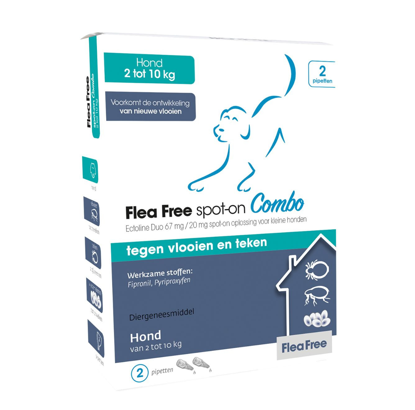 Flea Free Spot-On Combo voor honden 2 - 10 kg 4 pipetten