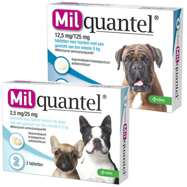 Milquantel ontwormingstabletten voor de hond Hond 5+ kg 2 x 4 tabletten