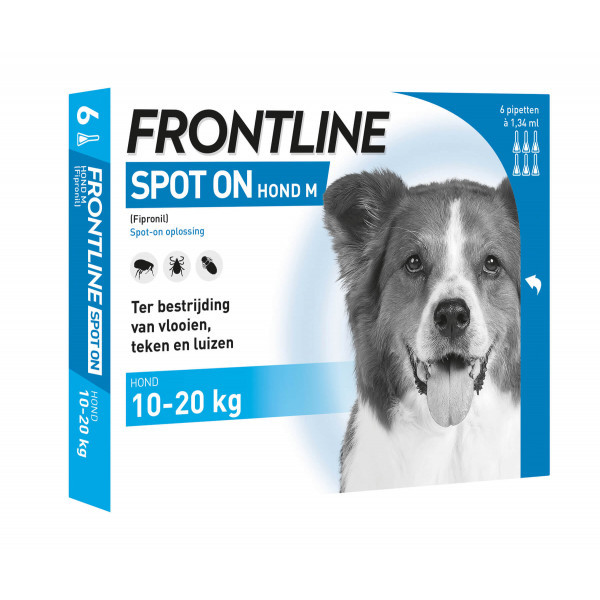 Frontline Spot-on hond M / 10-20 kg 3 x 6 pipetten