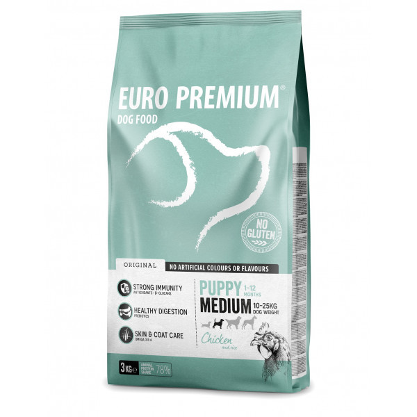 Euro Premium Puppy Medium Chicken & Rice hondenvoer 12 kg