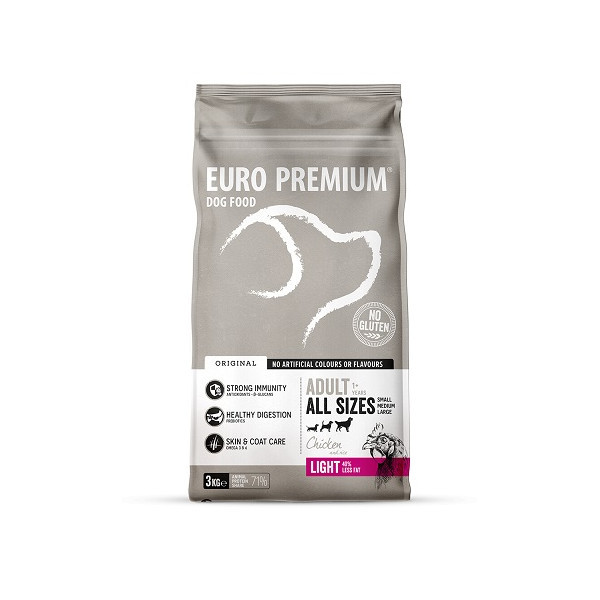 Euro Premium Adult Light w/Chicken & Rice hondenvoer 2 x 12 kg