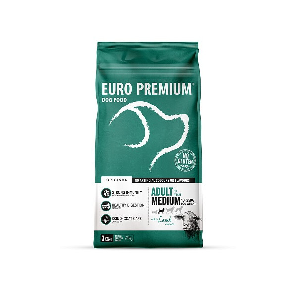 Euro Premium Adult Medium w/Lamb & Rice hondenvoer 2 x 12 kg