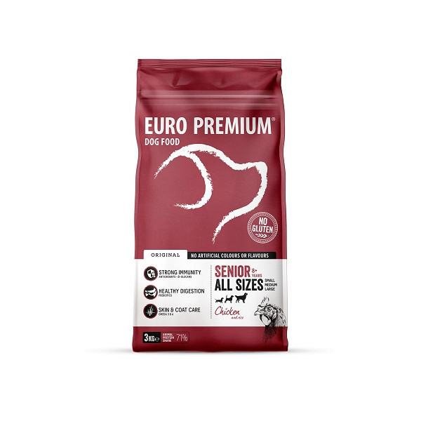 Euro Premium Senior 8+ Chicken & Rice hondenvoer 12 kg