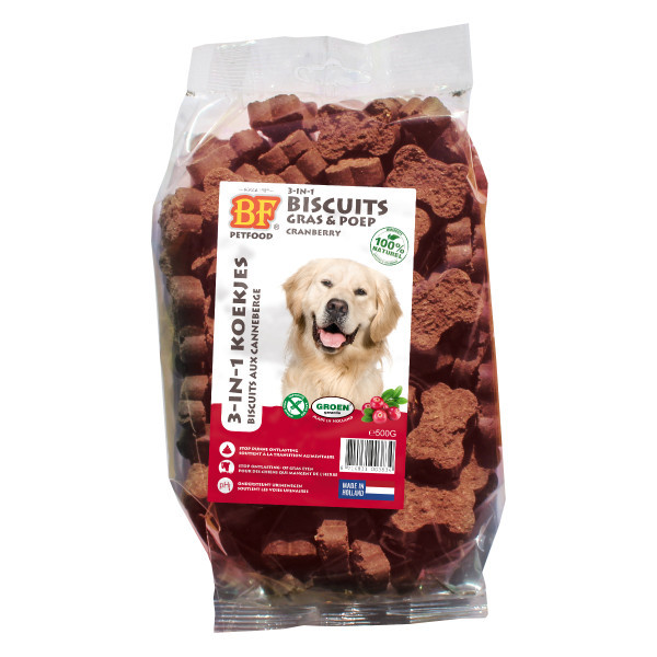 BF Petfood 3 in 1 Biscuits hondenkoekjes (cranberry) 3 x Cranberrysmaak