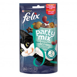 Felix Party Mix Seaside zalm-, koolvis-, forelsmaak kattensnoep 60 gr 4 x 60 g