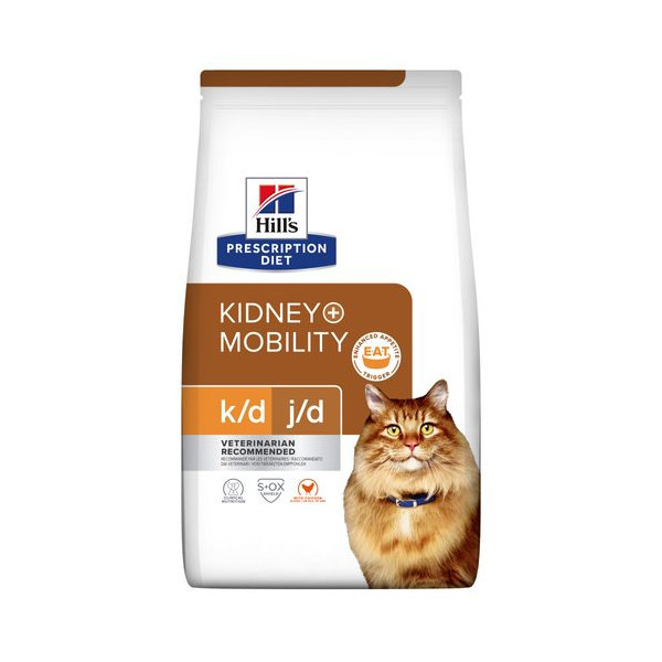 Hill&apos;s Prescription Diet K/D J/D Kidney + Mobility kattenvoer met kip 2 x 3 kg