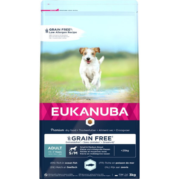 Eukanuba Adult S/M graanvrij zeevis hondenvoer 12 kg