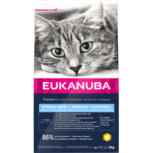 Eukanuba Adult Sterilised/Weight Control kip kattenvoer 2 x 2 kg