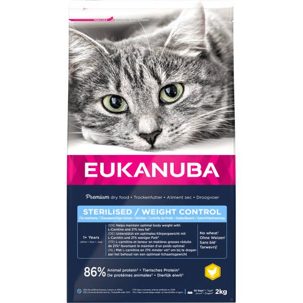 Eukanuba Adult Sterilised/Weight Control kip kattenvoer 10 kg