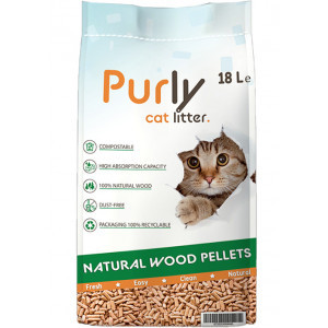 Purly houtkorrels kattenbakvulling 18 liter