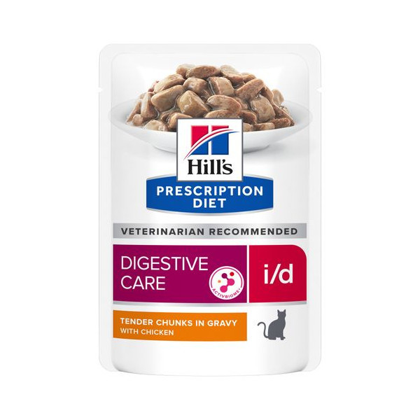 Hill&apos;s Prescription Diet I/D Digestive Care natvoer kat met kip maaltijdzakje multipack 8 dozen (96 x 85 g)