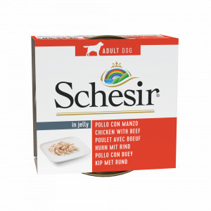 Schesir kip met rund nat hondenvoer 2 trays (20 x 150 g)