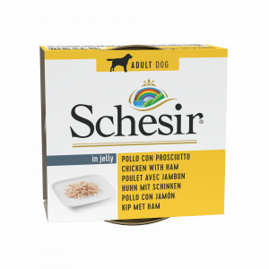 Schesir kip met ham nat hondenvoer 2 trays (20 x 150 g)