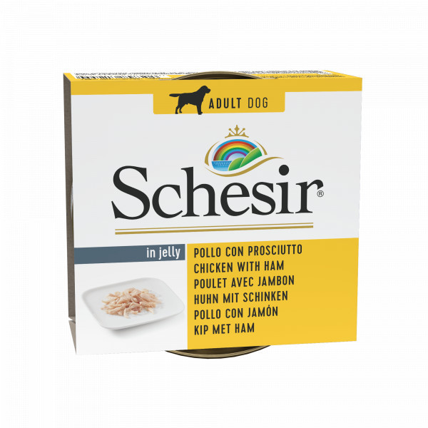 Schesir kip met ham nat hondenvoer 2 trays (20 x 150 g)