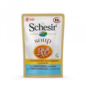 Schesir Cat Soup met wilde tonijn & inktvis natvoer kat (zakjes 85 g) 1 doos (20 x 85 g)