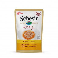 Schesir Cat Soup kip en pompoen natvoer kat (zakjes 85 g) 4 dozen (80 x 85 g)