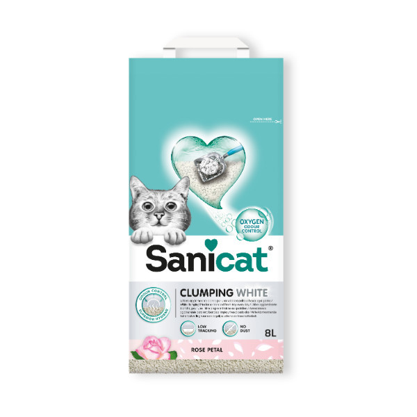 Sanicat Clumping White Rose Petal kattenbakvulling 2 x 8 liter