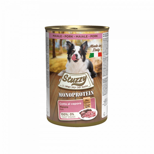 Stuzzy Monoprotein varken natvoer hond 400 g. 2 trays (12 x 400 g)