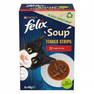 Felix Soup Tender Strips met rund/kip/lam kattensoep (6x48g) 8 x (6 x 48 g)