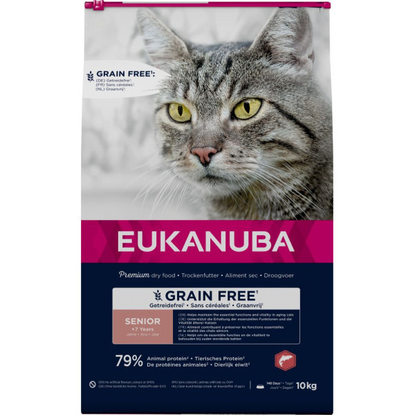 Eukanuba Senior met zalm graanvrij kattenvoer 10 kg