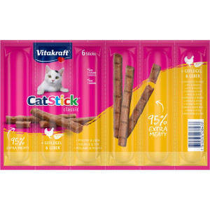 Vitakraft Catstick Classic met gevogelte & lever kattensnack 2 x 6 sticks