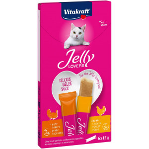 Vitakraft Jelly Lovers met kip & kalkoen kattensnack (6 x 15 g) 3 verpakkingen