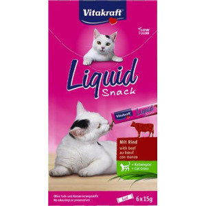 Vitakraft Liquid Snacks met rund kattensnack (6 x 15g) 1 verpakking