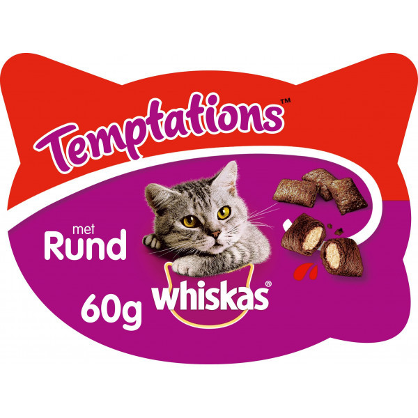 Whiskas Temptations met rund kattensnoep Per 10