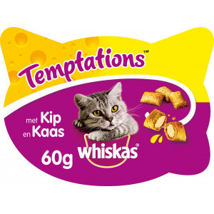 Whiskas Temptations met kip & kaas kattensnoep Per 10