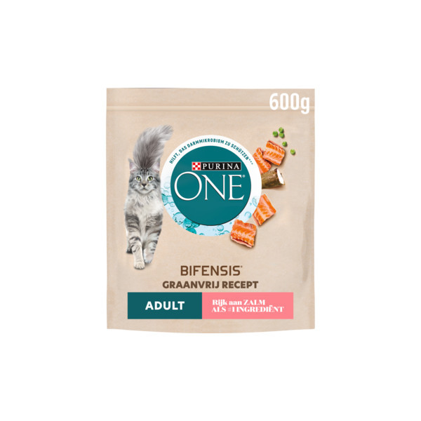 Purina One Graanvrij Adult met zalm kattenvoer 3 x 600 g