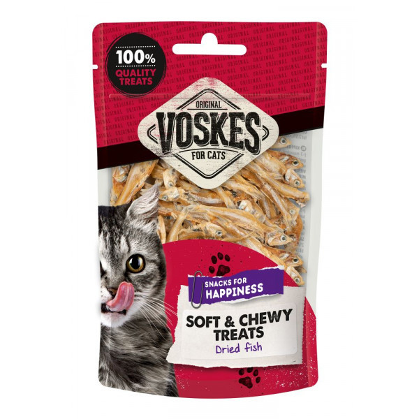 Voskes Soft & Chewy gedroogde vis kattensnack (60 g) 10 stuks