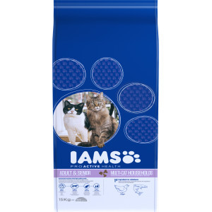 Iams Multi-Cat kip met zalm kattenvoer 15 kg