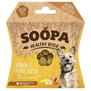 Soopa Bites met banaan & pindakaassmaak hondensnack (50 gram) Per 5