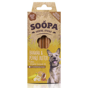 Soopa Dental Sticks banaan & pindakaas voor de hond Per 5