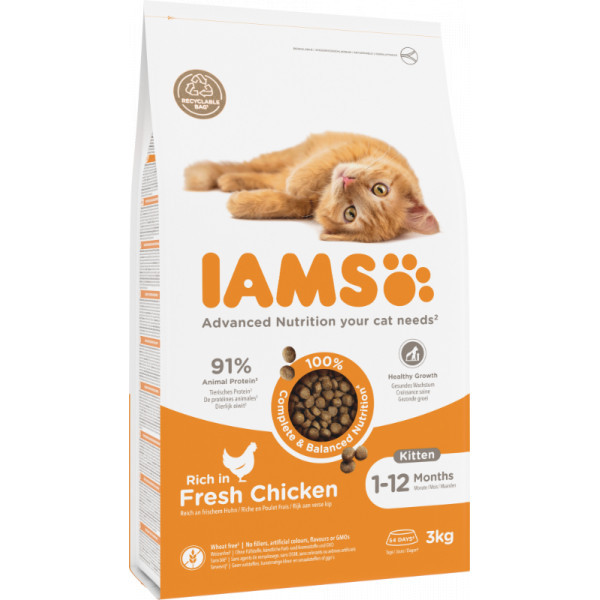 Iams Kitten kattenvoer met verse kip 2 x 10 kg