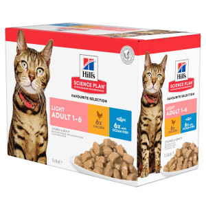 Hill&apos;s Adult Light combipack met kip & zeevis nat kattenvoer (85 g) 2 dozen (24 x 85 g)