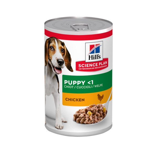 Hill&apos;s Puppy kip nat hondenvoer (blik 370g) 1 tray (12 x 370 g)