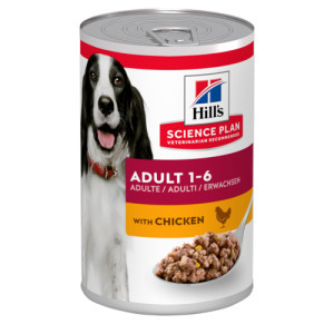 Hill&apos;s Adult met kip nat hondenvoer (blik 370 gr) 1 tray (12 x 370 g)