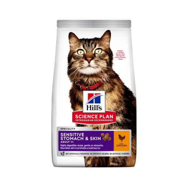 Hill&apos;s Adult Sensitive Stomach & Skin met kip kattenvoer 2 x 7 kg