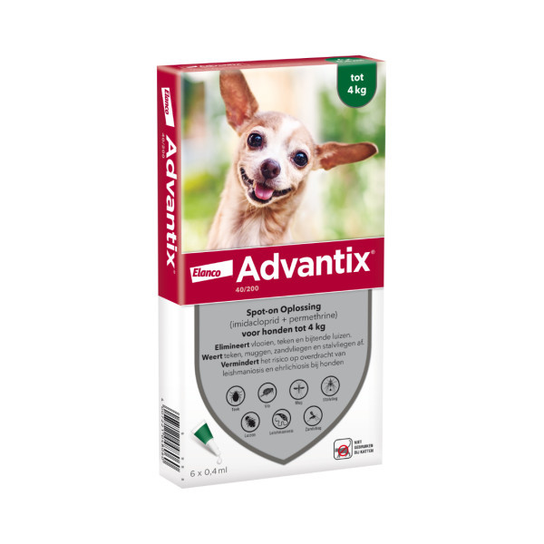 Advantix 40/200 voor honden tot 4 kg 6 pipetten