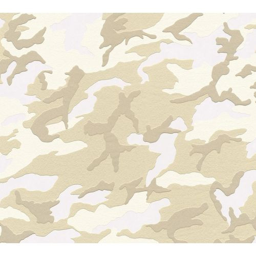 A.s. Création Behang Camouflage Wit, Beige En Bruin - 53 Cm X 10,05 M - As-369420