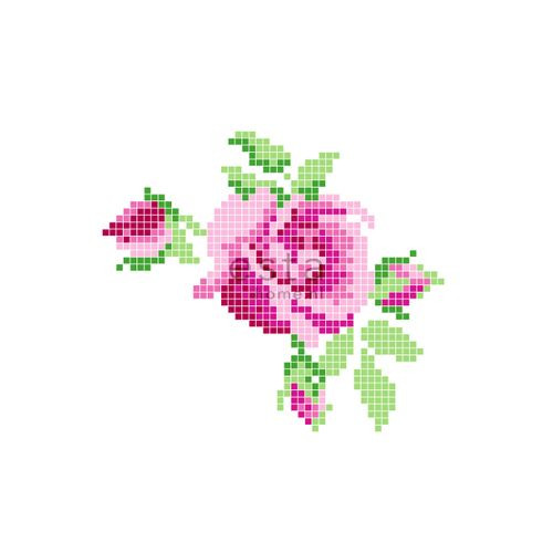 Estahome Fotobehang Crochet Rose Roze En Groen - 200 X 279 Cm - 158108