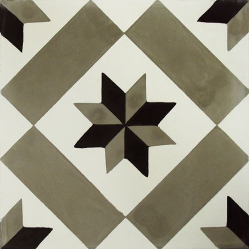 Wand- En Vloertegel Kashba - Sterdecor - Cement - Grijs/zwart - 20x20cm - Pakketinhoud 0,52m²